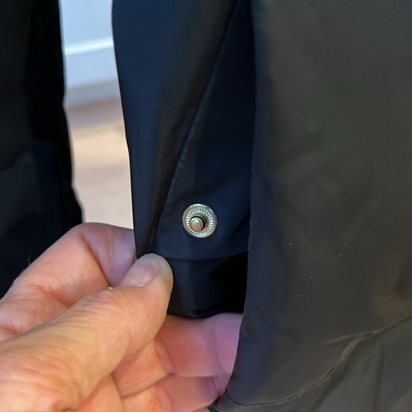 EUC Cole Haan down filled black high neck hooded collar zip & snap front close - Picture 6 of 15